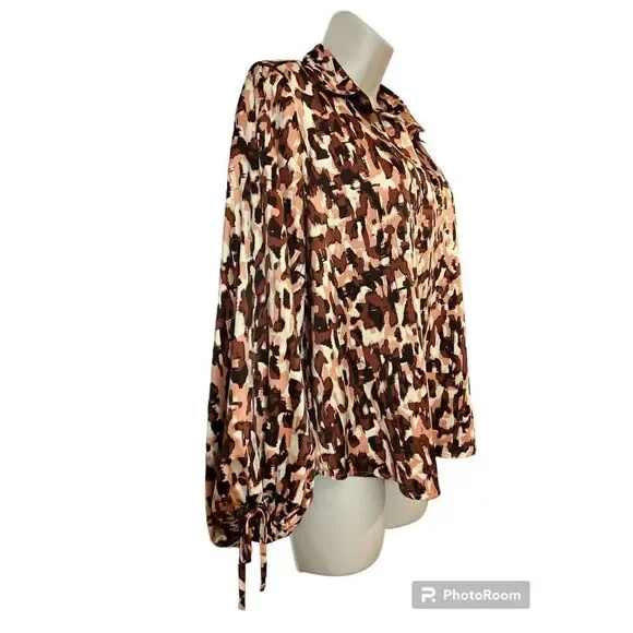 Andrew Marc New York Womens Animal Print Top Blouse Size S - Picture 2 of 9